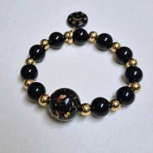 Artisan Black and Gold Beaded Bracelet